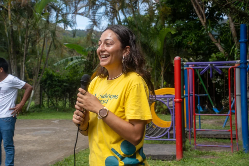 Challenges Abroad participant gives speech smiling