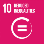 Sustainable Development Goal 10 Reduced Inequalities icon with equality symbol inside circular design on pink background